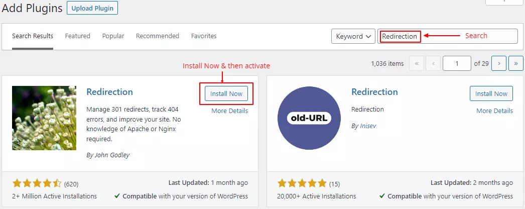 Installing-redirection-plugin-in-wordpress