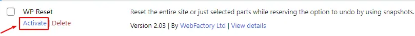 activate-wp-reset-wordpress-plugin